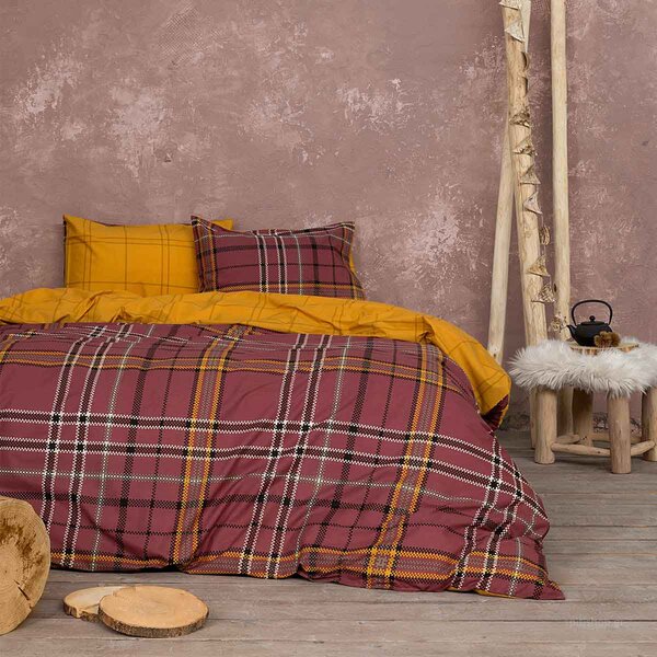 Σεντόνια Μονά (Σετ) Nima Bed Linen Kester Wine Red ΧΩΡΙΣ ΛΑΣΤΙΧΟ 170x260