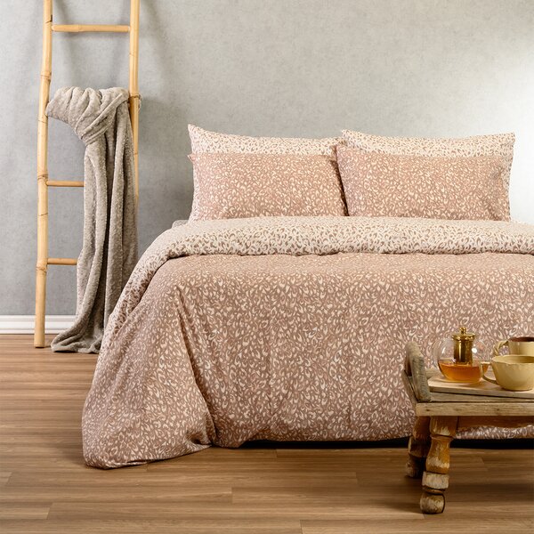 Σεντόνια Διπλά (Σετ) Melinen Casual Line Leo Mocca Καφέ Με Λάστιχο 150x200+32