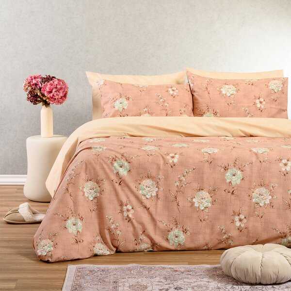 Σεντόνια Διπλά (Σετ) Melinen Casual Line Gianna Rose Ροζ Χωρίς Λάστιχο 205x270