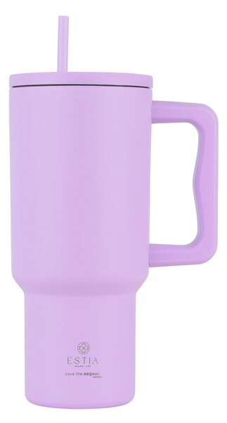 Κούπα Θερμός Με Λαβή & Καλαμάκι 900ml Estia Save The Aegean Tumbler Lavender Purple 01-32159
