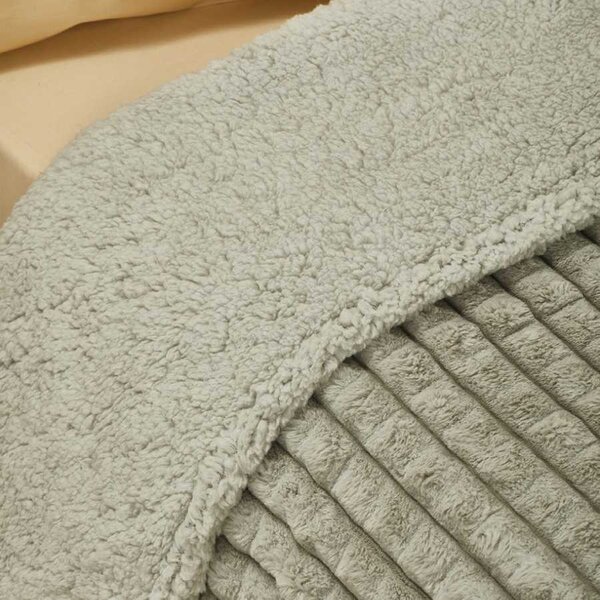 Κουβέρτα Fleece Υπέρδιπλη Με Γουνάκι (220x240) Whitegg KB130 3-BEIGE