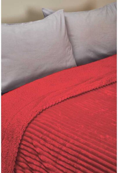 Κουβέρτα Fleece Υπέρδιπλη Με Γουνάκι (220x240) Whitegg KB132 5-RED