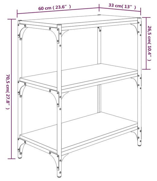 Βιβλιοθήκη Καφέ Δρυς 60x33x70,5 εκ. Επεξεργασμένο Ξύλο & Ατσάλι - Καφέ