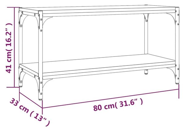 Έπιπλο Τηλεόρασης Γκρι Sonoma 80x33x41 εκ. Επεξ. Ξύλο & Ατσάλι - Γκρι