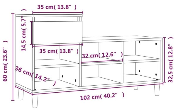 Παπουτσοθήκη Καφέ Δρυς 102x36x60 εκ. από Επεξεργασμένο Ξύλο - Καφέ