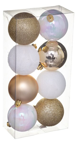 Χριστουγεννιάτικα Στολίδια (Σετ 8τμχ) A-S Xmas Balls Gold/White 129170OB