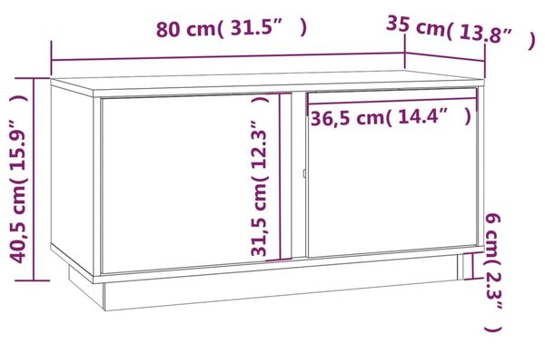 Έπιπλο Τηλεόρασης Καφέ Μελί 80x35x40,5 εκ από Μασίφ Ξύλο Πεύκου - Καφέ