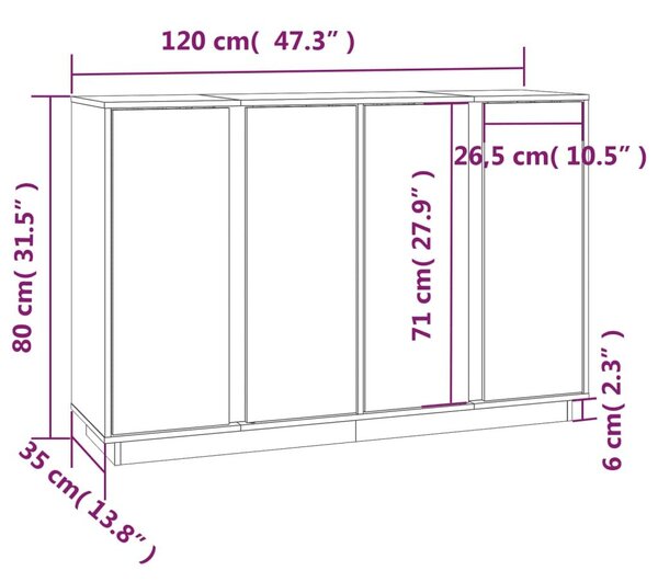 Ντουλάπι Καφέ Μελί 120x35x80 εκ. από Μασίφ Ξύλο Πεύκου - Καφέ