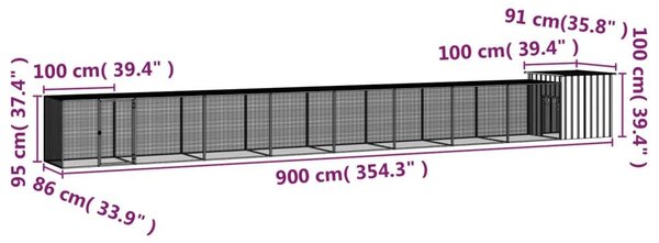 Κοτέτσι - Κλουβί Γκρι 900x91x100 εκ. από Γαλβανισμένο Χάλυβα - Γκρι