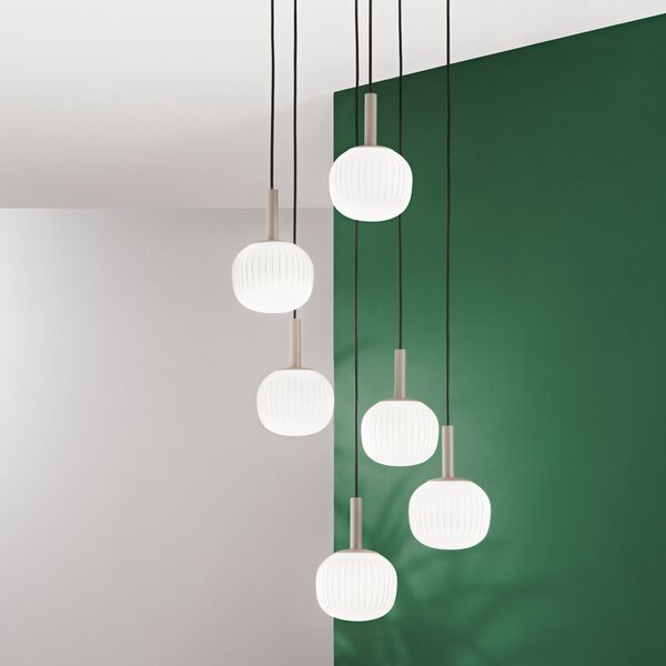 Luce Ambiente Design Κρεμαστό φωτιστικό Eris, μήκος 51 εκ., καφέ/λευκό, μέταλλο/γυαλί, 6 λάμπες, ρυθμιζόμενος, Καφέ / Σκουριάς, Σαλόνι / τραπεζαρία, Αλουμίνιο, σύγχρονο