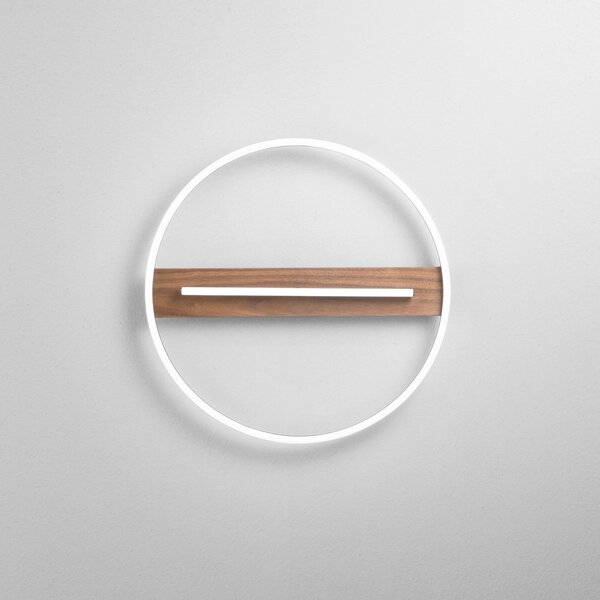 Luce Ambiente Design Επιτοίχια λάμπα LED Azimuth, Ø 50 cm, μαύρο/χρώμα ξύλου, μέταλλο, Μαύρο, Σαλόνι / τραπεζαρία, Αλουμίνιο, σύγχρονο