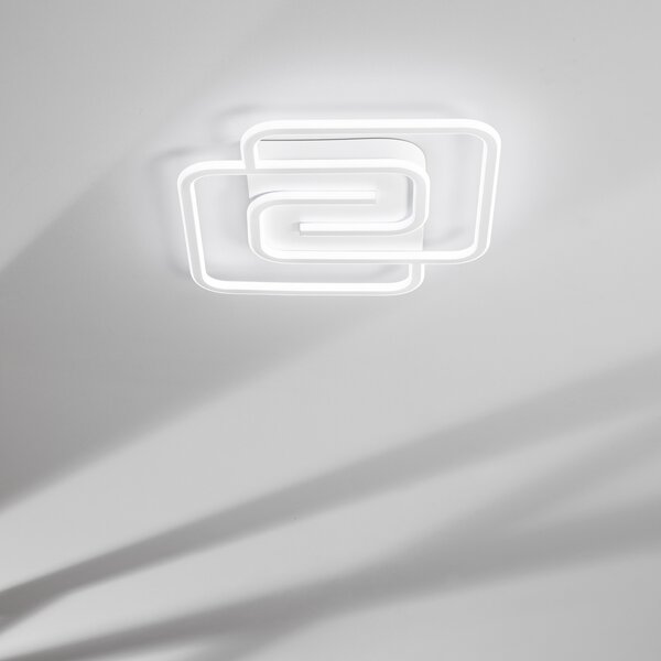 Luce Ambiente Design Επιτοίχια λάμπα LED Cayman Quadrata, λευκή, πλάτος 49 cm, μέταλλο, CCT, Λευκό, Σαλόνι / τραπεζαρία, Μέταλλο, σύγχρονο