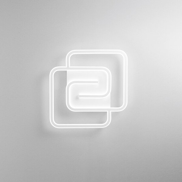Luce Ambiente Design Επιτοίχια λάμπα LED Cayman Quadrata, λευκή, πλάτος 49 cm, μέταλλο, CCT, Λευκό, Σαλόνι / τραπεζαρία, Μέταλλο, σύγχρονο
