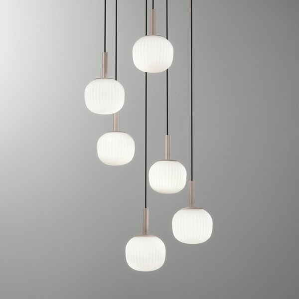 Luce Ambiente Design Κρεμαστό φωτιστικό Eris, μήκος 51 εκ., καφέ/λευκό, μέταλλο/γυαλί, 6 λάμπες, ρυθμιζόμενος, Καφέ / Σκουριάς, Σαλόνι / τραπεζαρία, Αλουμίνιο, σύγχρονο