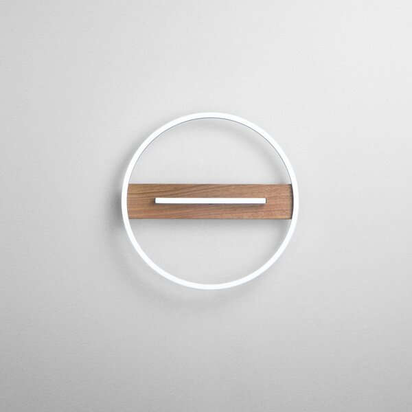 Luce Ambiente Design Επιτοίχια λάμπα LED Azimuth, Ø 40 cm, μαύρο/χρώμα ξύλου, μέταλλο, Μαύρο, Σαλόνι / τραπεζαρία, Αλουμίνιο, σύγχρονο