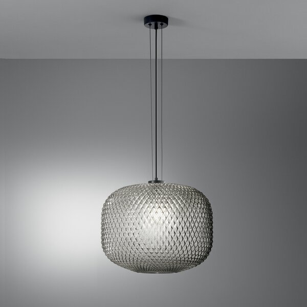 Luce Ambiente Design Κρεμαστό φωτιστικό Ashford, γκρι καπνού, Ø 40 cm, γυαλί, ρυθμιζόμενος, Γκρι, Σαλόνι / τραπεζαρία, Γυαλί