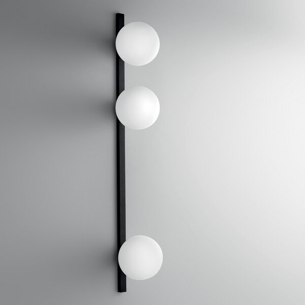 Luce Ambiente Design Φωτιστικό τοίχου Enoire, ύψος 90 cm, μαύρο, μέταλλο/γυαλί, 3 φτερά, ρυθμιζόμενος, Μαύρο, Σαλόνι / τραπεζαρία, Μέταλλο, σύγχρονο