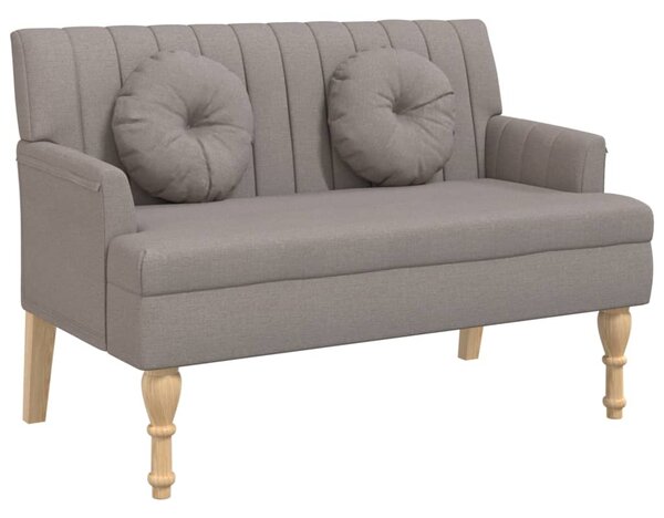 VidaXL Παγκάκι Taupe 113 x 64,5 x 75,5 εκ. Υφασμάτινο με Μαξιλάρια