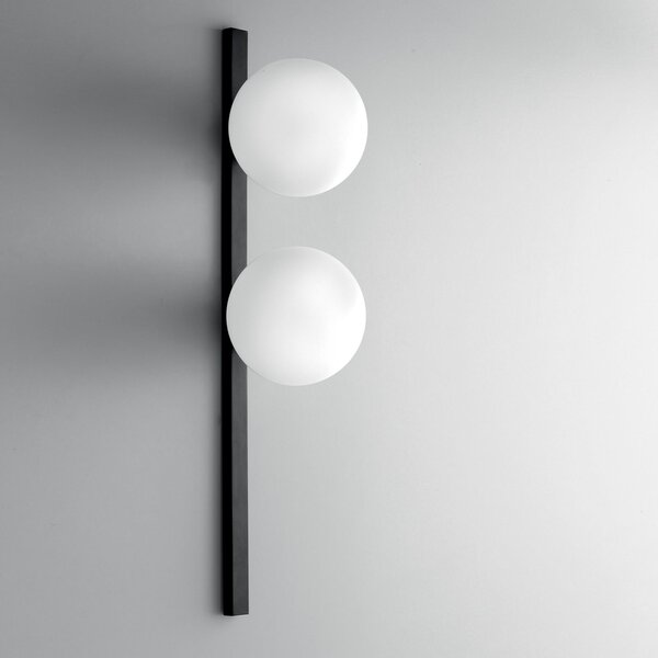 Luce Ambiente Design Φωτιστικό τοίχου Enoire, ύψος 60 cm, μαύρο, μέταλλο/γυαλί, 2 φωτιστικά, ρυθμιζόμενος, Μαύρο, Σαλόνι / τραπεζαρία, Μέταλλο, σύγχρονο