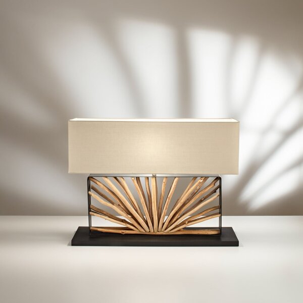 Luce Ambiente Design Επιτραπέζια λάμπα ETHERNAL μαύρο/ξύλο/λευκό Πλάτος 80 εκ. Ξύλο/ύφασμα, Ξύλου, Σαλόνι / τραπεζαρία, Ξύλο