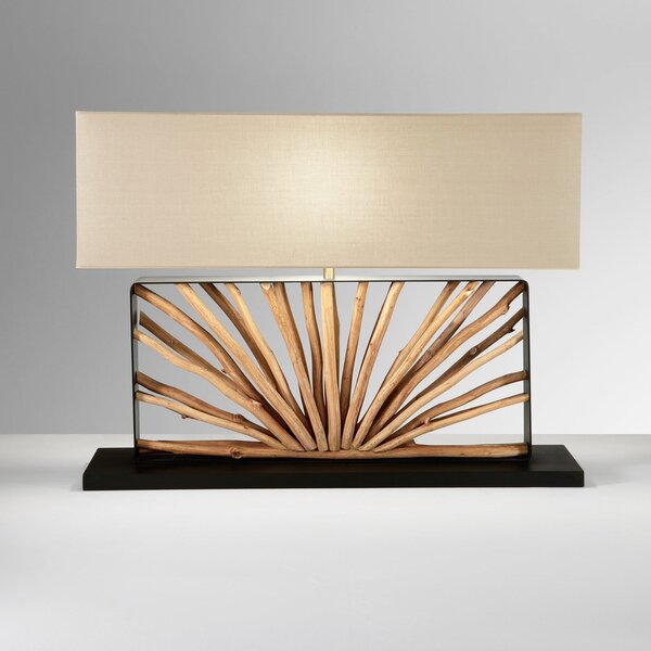 Luce Ambiente Design Επιτραπέζια λάμπα ETHERNAL μαύρο/ξύλο/λευκό Πλάτος 80 εκ. Ξύλο/ύφασμα, Ξύλου, Σαλόνι / τραπεζαρία, Ξύλο
