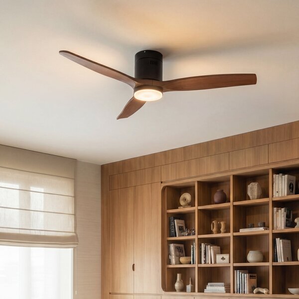 Lucande Ανεμιστήρας οροφής LED Brinia, Ø 132 cm, ξύλο, CCT, Ξύλου, Σαλόνι / τραπεζαρία, Ξύλο, Σκανδιναβικό