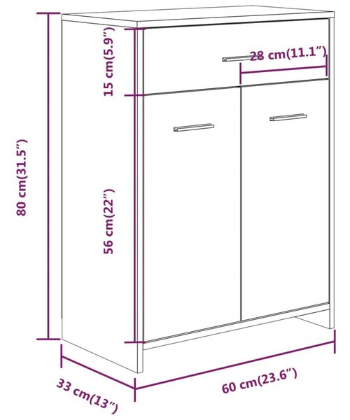 Ντουλάπι Μπάνιου Καπνιστή Δρυς 60x33x80 εκ. Επεξεργασμένο Ξύλο - Καφέ