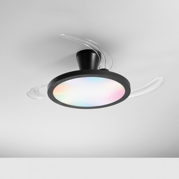 INTEC Ανεμιστήρας οροφής με LED Condor, μαύρος, Ø 106 cm, CCT RGB, αθόρυβος, ρυθμιζόμενος, Μαύρο, Σαλόνι / τραπεζαρία, Πλαστικό, σύγχρονο