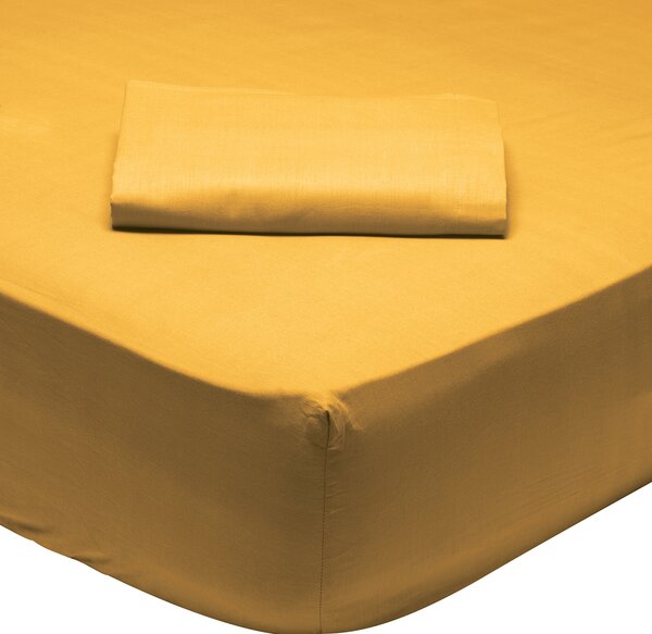 Σεντόνι King Size Με Λάστιχο (180x200+35) Das Home Best Line Ώχρα