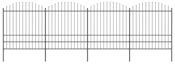 VidaXL Κάγκελα Περίφραξης με Λόγχες Μαύρα (1,75-2) x 6,8 μ. Ατσάλινα