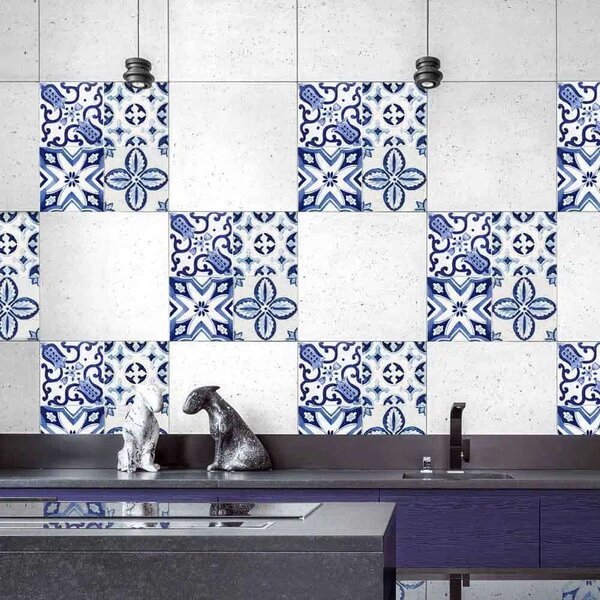 Αυτοκόλλητα Πλακάκια Τοίχου Tile Cover Azulejos (Σετ 3Τμχ) 31223 20x20x0,05cm Blue-White Ango