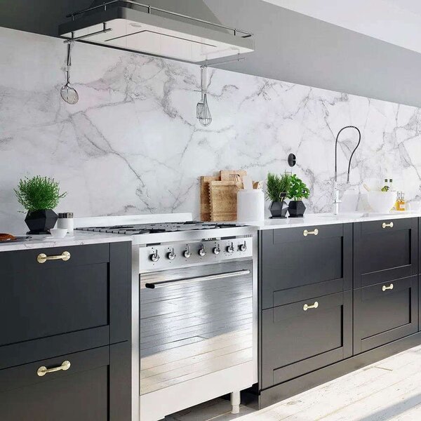 Αυτοκόλλητο Κάλυμμα Προστασίας Τοίχου White Marble 67323 180x45x0,05cm White-Grey Ango