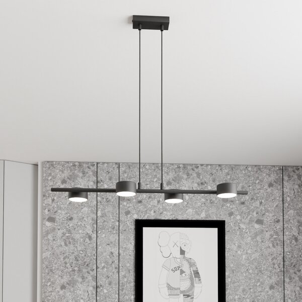 EMIBIG LIGHTING Ακτινοβολέας οροφής Sora, μήκος 80 cm, μέταλλο, 4 φτερά., ρυθμιζόμενος, Μαύρο, Σαλόνι / τραπεζαρία, Μέταλλο, σύγχρονο