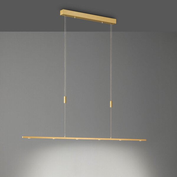 Quitani LED κρεμαστό φωτιστικό Tolu, μήκος 139 cm, ορείχαλκος, ρυθμιζόμενος, Χρυσό / Ορείχαλκου, Σαλόνι / τραπεζαρία, Μέταλλο, σύγχρονο