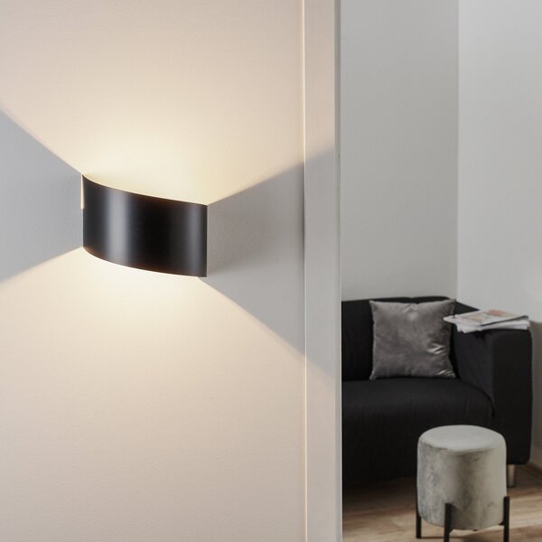 EMIBIG LIGHTING Φωτιστικό τοίχου Vero από βαμμένο ατσάλι, μαύρο, ρυθμιζόμενος, Μαύρο, Σαλόνι / τραπεζαρία, Μέταλλο, σύγχρονο