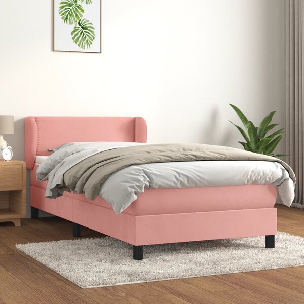 VidaXL Κρεβάτι Boxspring με Στρώμα Ροζ 80 x 200 εκ. Βελούδινο