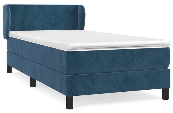 VidaXL Κρεβάτι Boxspring με Στρώμα Σκούρο Μπλε 90x200 εκ. Βελούδινο