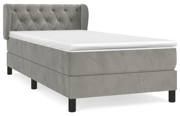 VidaXL Κρεβάτι Boxspring με Στρώμα Ανοιχτό Γκρι 80x200 εκ. Βελούδινο