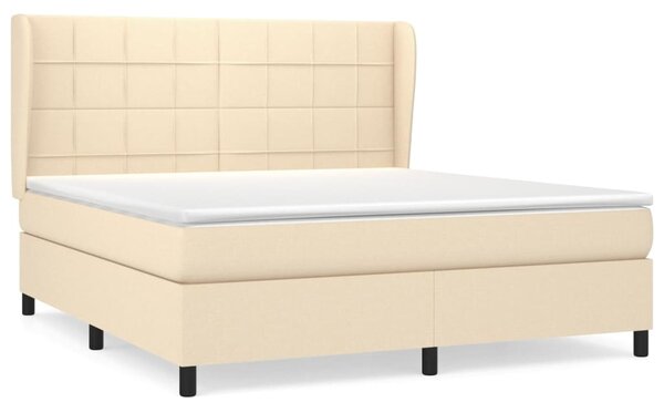 VidaXL Κρεβάτι Boxspring με Στρώμα Κρεμ 180x200 εκ. Υφασμάτινο