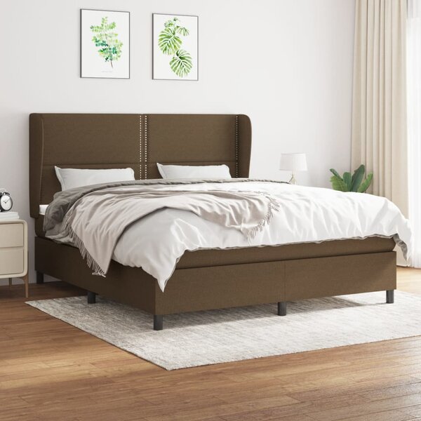 VidaXL Κρεβάτι Boxspring με Στρώμα Σκούρο Καφέ 160x200 εκ Υφασμάτινο