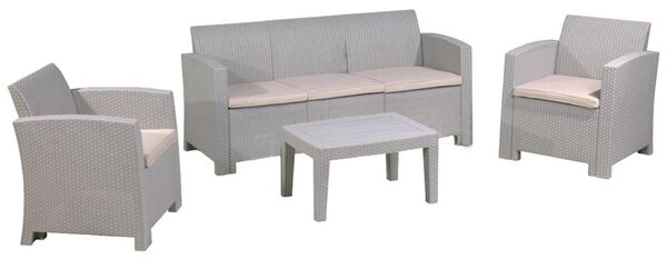 Set SAVANNA K/D (Τραπ+3-θέσ+2Πολ) Sand Grey (Μαξιλ.Μπεζ) Table+Sofa 3Seater+2 Armchairs