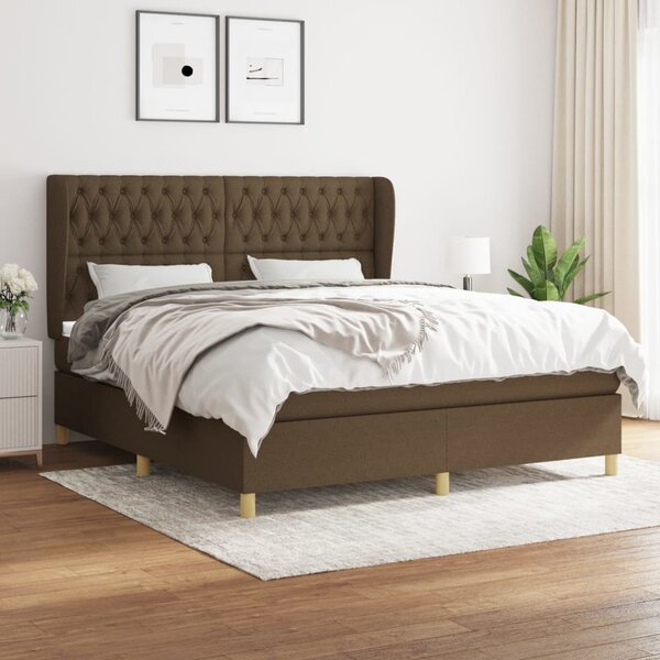 VidaXL Κρεβάτι Boxspring με Στρώμα Σκούρο Καφέ 180x200 εκ Υφασμάτινο