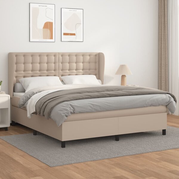 VidaXL Κρεβάτι Boxspring με Στρώμα Καπουτσίνο 160x200εκ.από Συνθ.Δέρμα