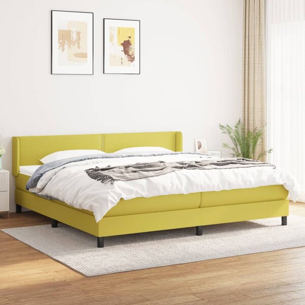 VidaXL Κρεβάτι Boxspring με Στρώμα Πράσινο 200x200 εκ. Υφασμάτινο