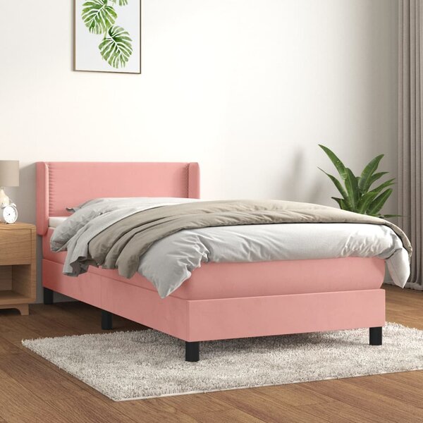 VidaXL Κρεβάτι Boxspring με Στρώμα Ροζ 80 x 200 εκ. Βελούδινο