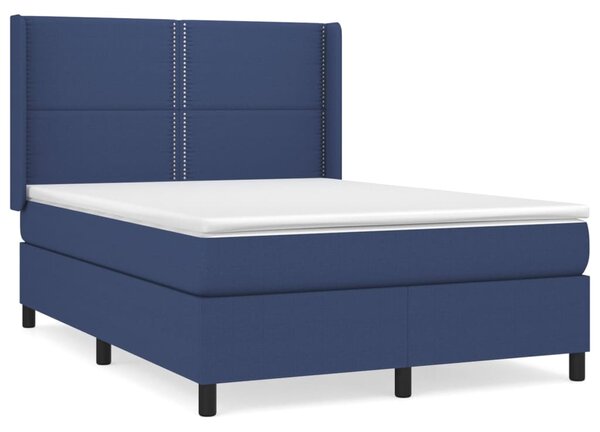 VidaXL Κρεβάτι Boxspring με Στρώμα Μπλε 140x190 εκ. Υφασμάτινο