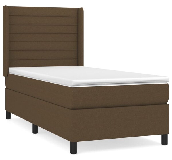 VidaXL Κρεβάτι Boxspring με Στρώμα Σκούρο Καφέ 90x190 εκ. Υφασμάτινο