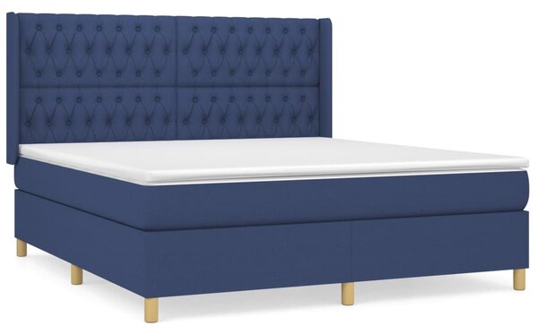 VidaXL Κρεβάτι Boxspring με Στρώμα Μπλε 180x200 εκ. Υφασμάτινο