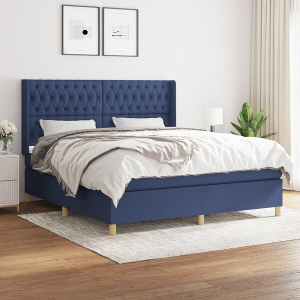 VidaXL Κρεβάτι Boxspring με Στρώμα Μπλε 180x200 εκ. Υφασμάτινο