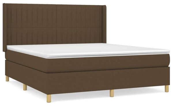 VidaXL Κρεβάτι Boxspring με Στρώμα Σκούρο Καφέ 180x200 εκ Υφασμάτινο